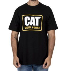 CAT Black Tee w/Yellow & White in Mens M (Unisex)